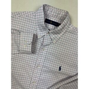 Ralph Lauren Men's Medium Dress Shirt 15.5 32/33 Pink Navy Check Flawed
